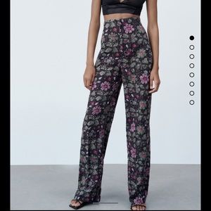 Full length print dress pants